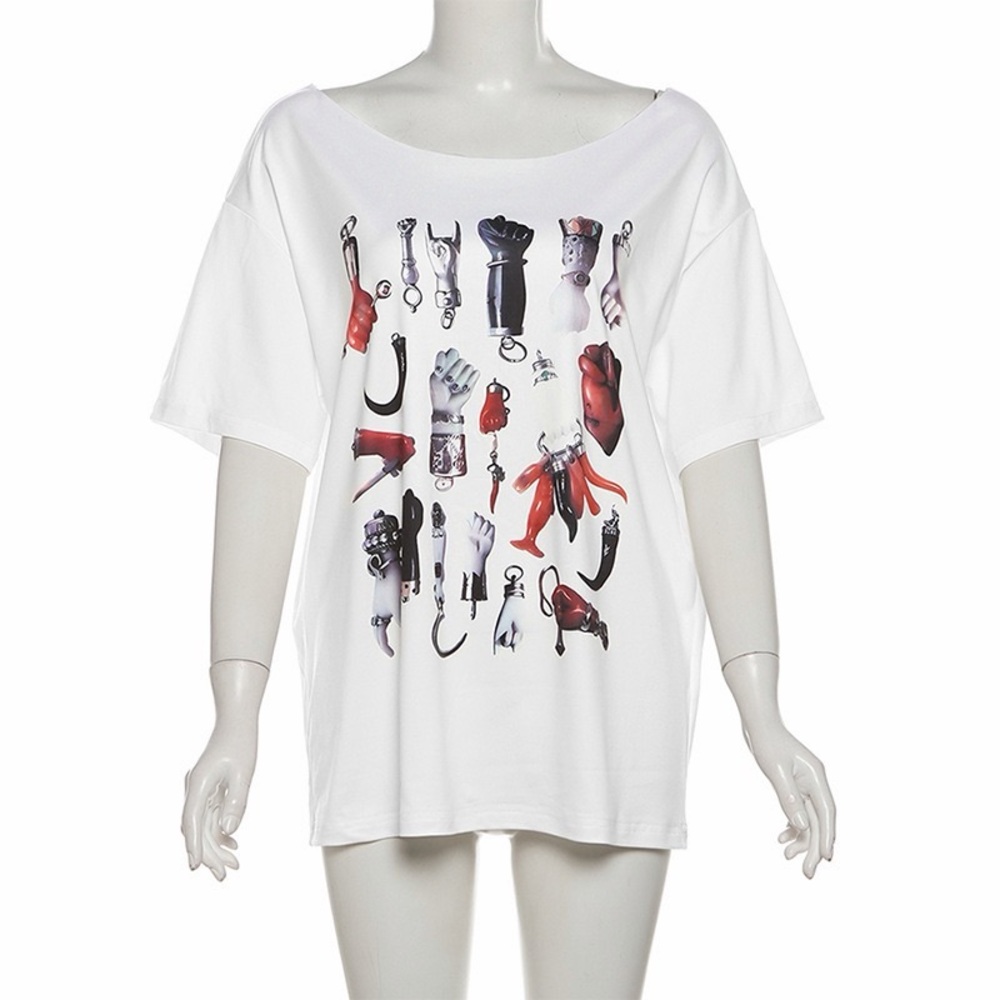 White Oversized Graphic Short Sleeve Tee